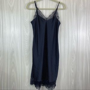Victoria's Secret Midnight Blue Chemise with Dotted Pattern